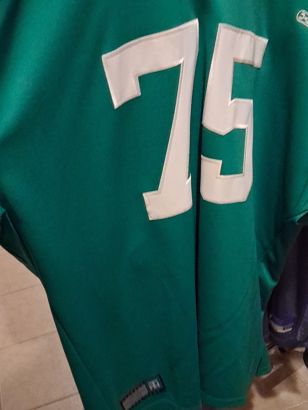 Men's Green Jersey with White Number 75